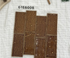 61×125 mm Kiln-Effect Glazed Tiles variegated glaze ceramic tile material sample HY-TF02-004